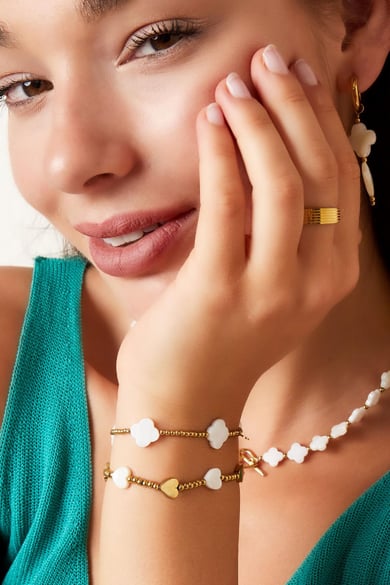 Bracelet sea shell clovers Gold Color Stainless Steel h5 Picture3